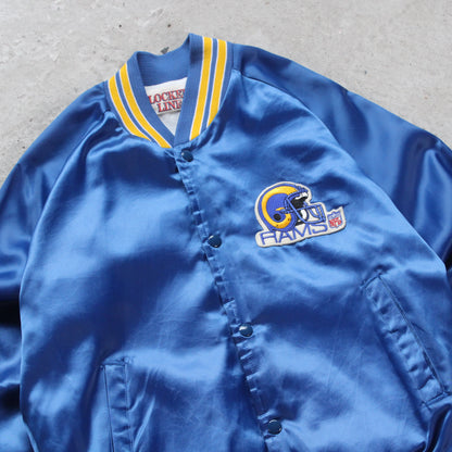 Vintage 80s L.A Rams Satin NFL Bomber Jacket - M