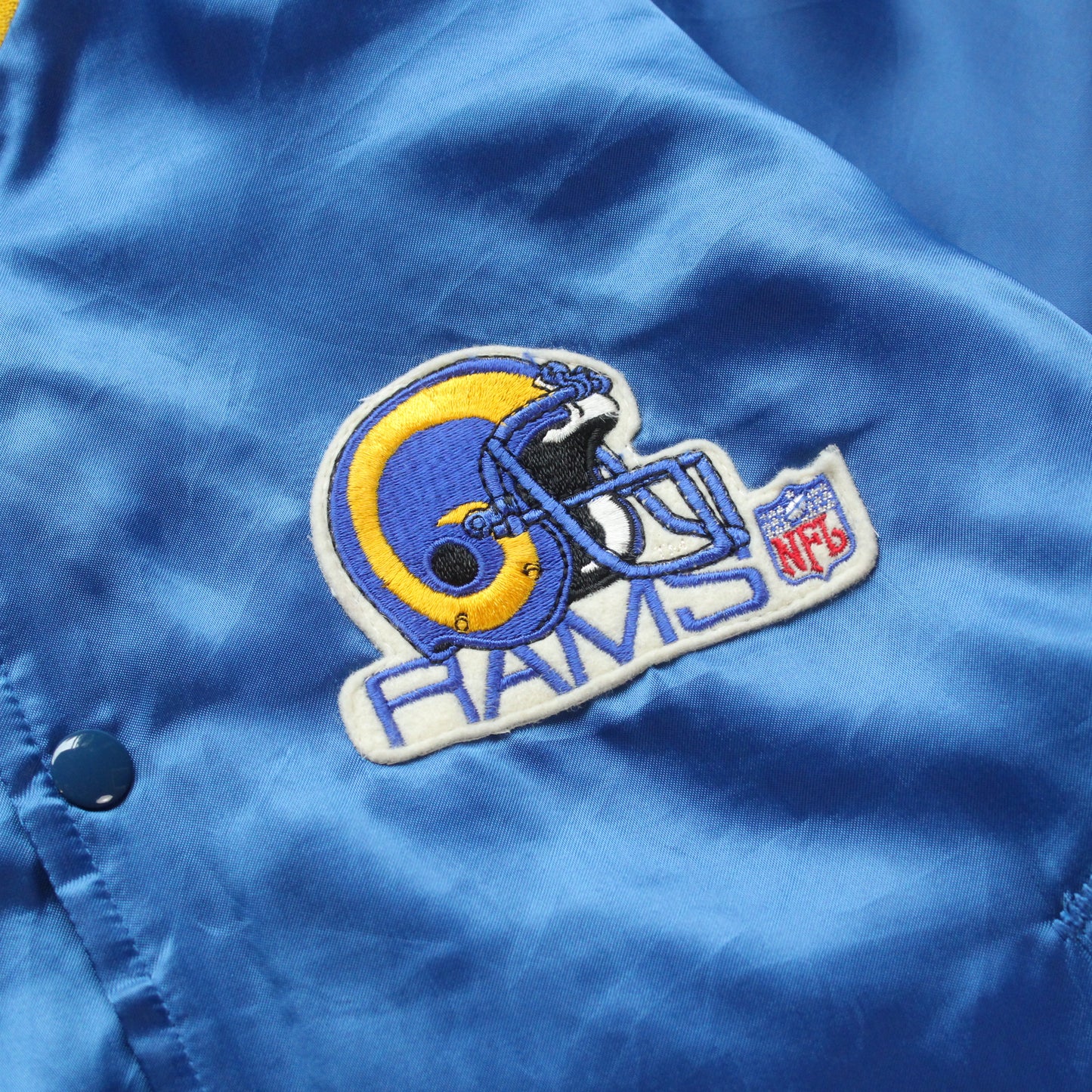 Vintage 80s L.A Rams Satin NFL Bomber Jacket - M