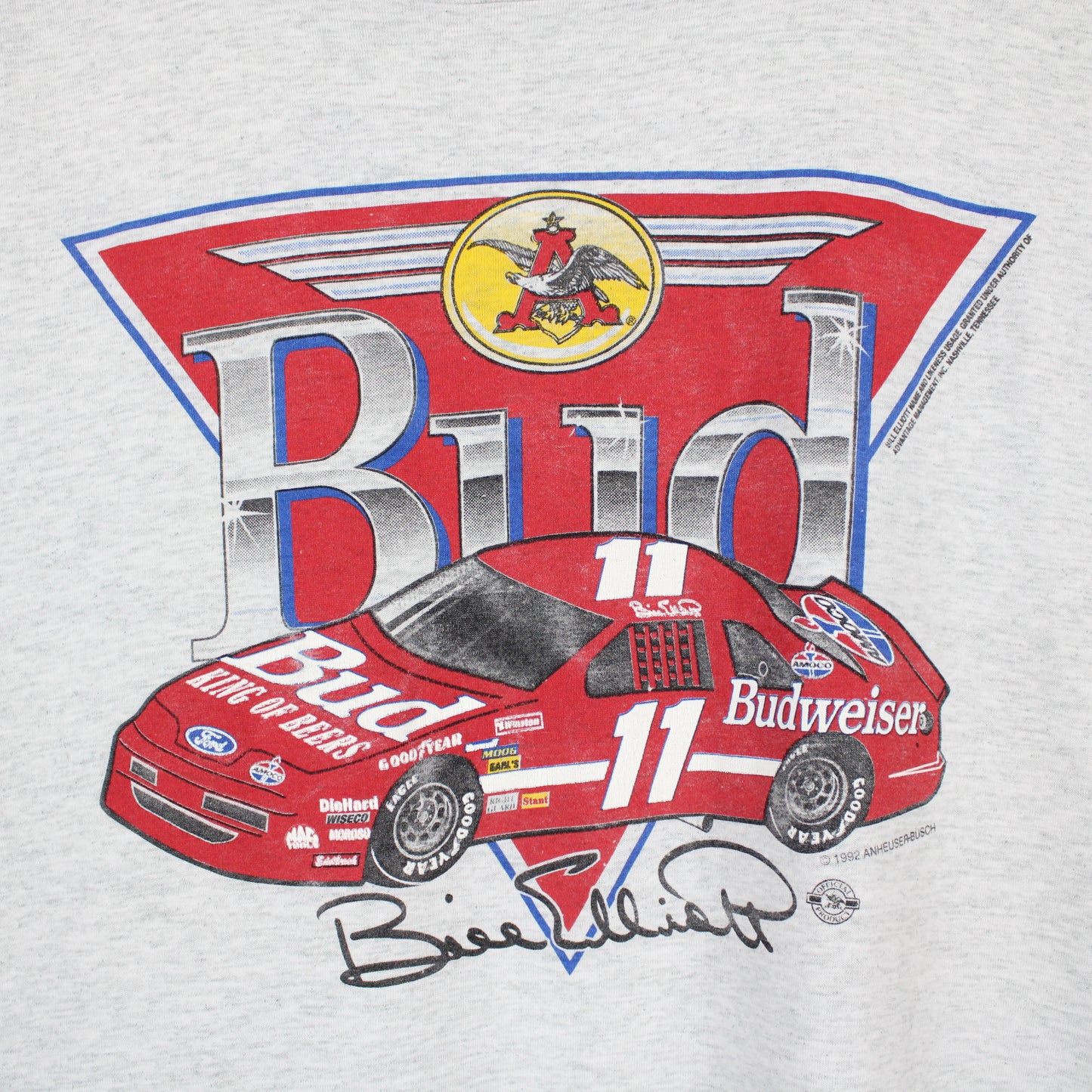 Vintage 1992 Bill Elliott Budweiser NASCAR Tee - XXL