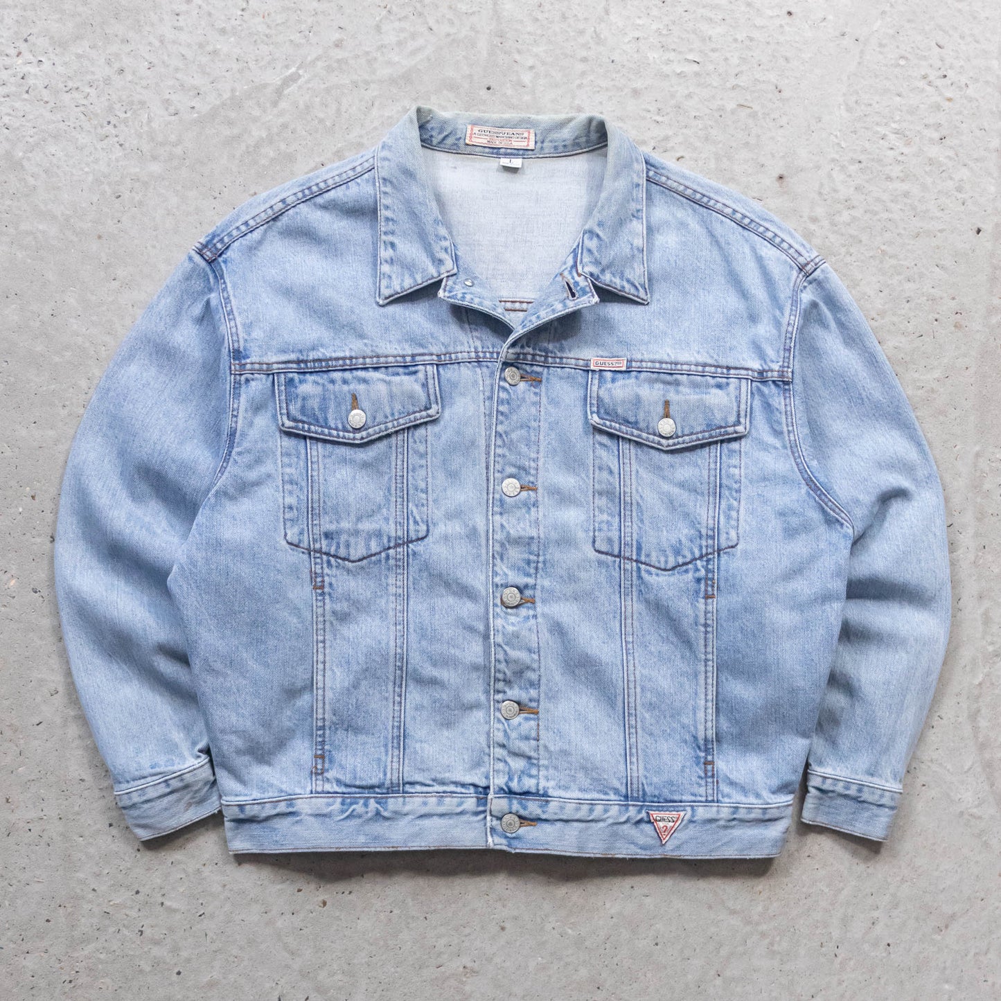 Guess Jeans Triangle Logo Denim Trucker Jacket - 90s (L)