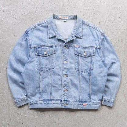 Guess Jeans Triangle Logo Denim Trucker Jacket - 90s (L)