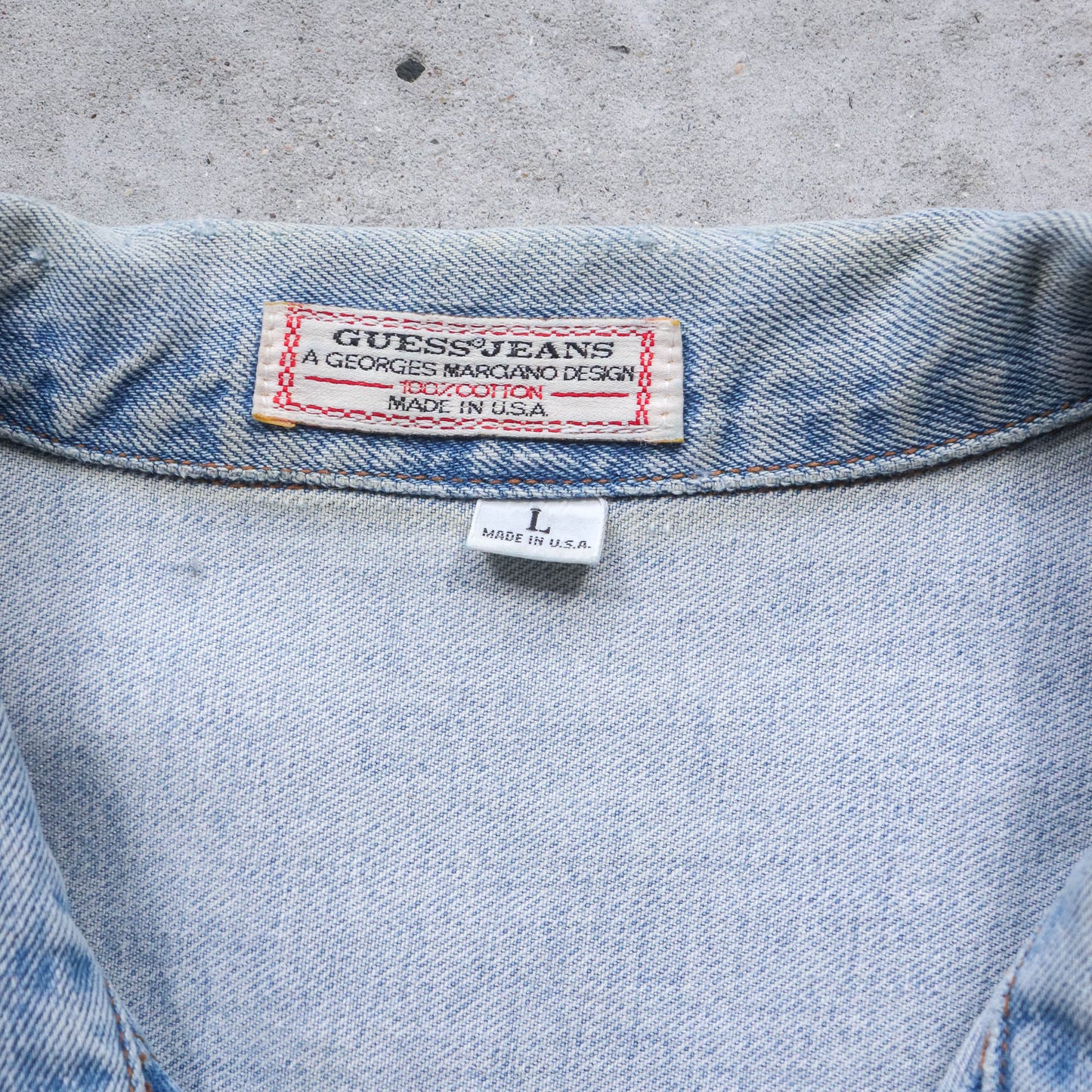 Guess Jeans Triangle Logo Denim Trucker Jacket - 90s (L)
