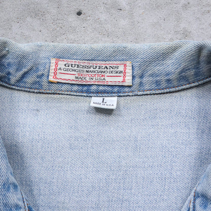 Guess Jeans Triangle Logo Denim Trucker Jacket - 90s (L)