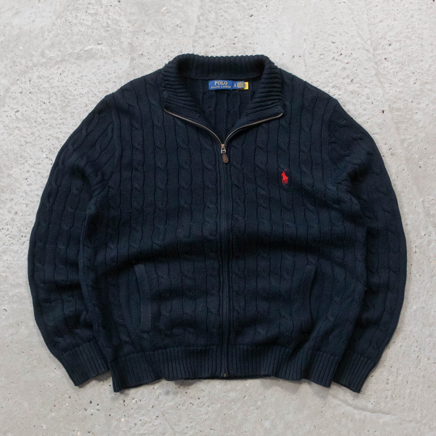 Polo Ralph Lauren Cable Knit Zip-Up Sweater - 2000s (L)