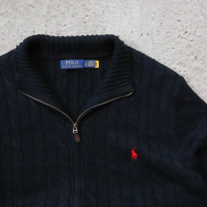 Polo Ralph Lauren Cable Knit Zip-Up Sweater - 2000s (L)