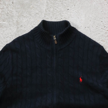 Polo Ralph Lauren Cable Knit Zip-Up Sweater - 2000s (L)