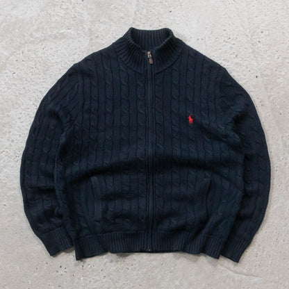 Polo Ralph Lauren Cable Knit Zip-Up Sweater - 2000s (L)