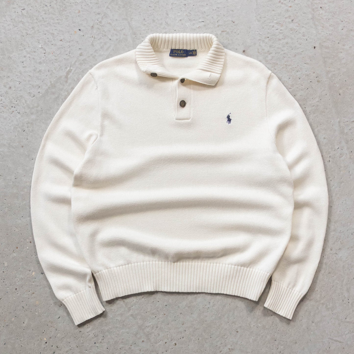 Polo Ralph Lauren Henley Collared Knit Sweater - 2000s (L)