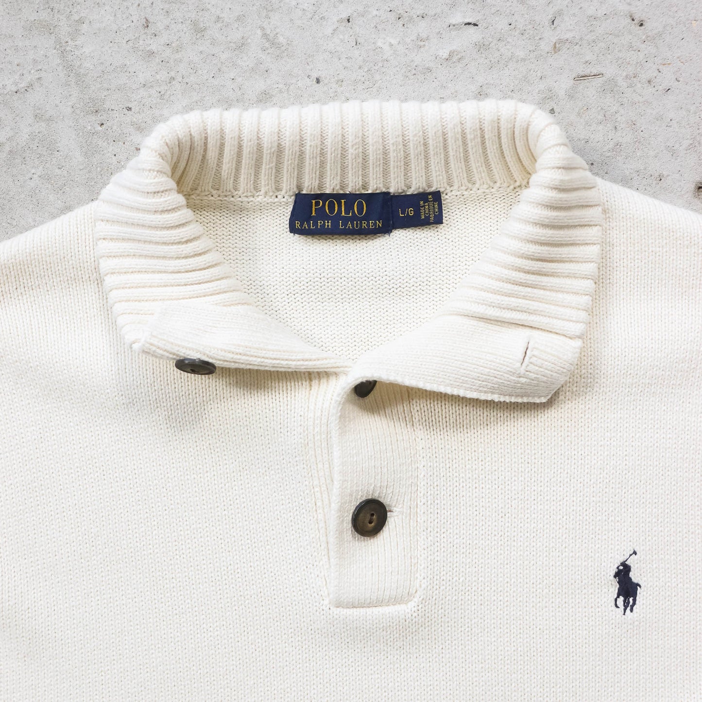 Polo Ralph Lauren Henley Collared Knit Sweater - 2000s (L)