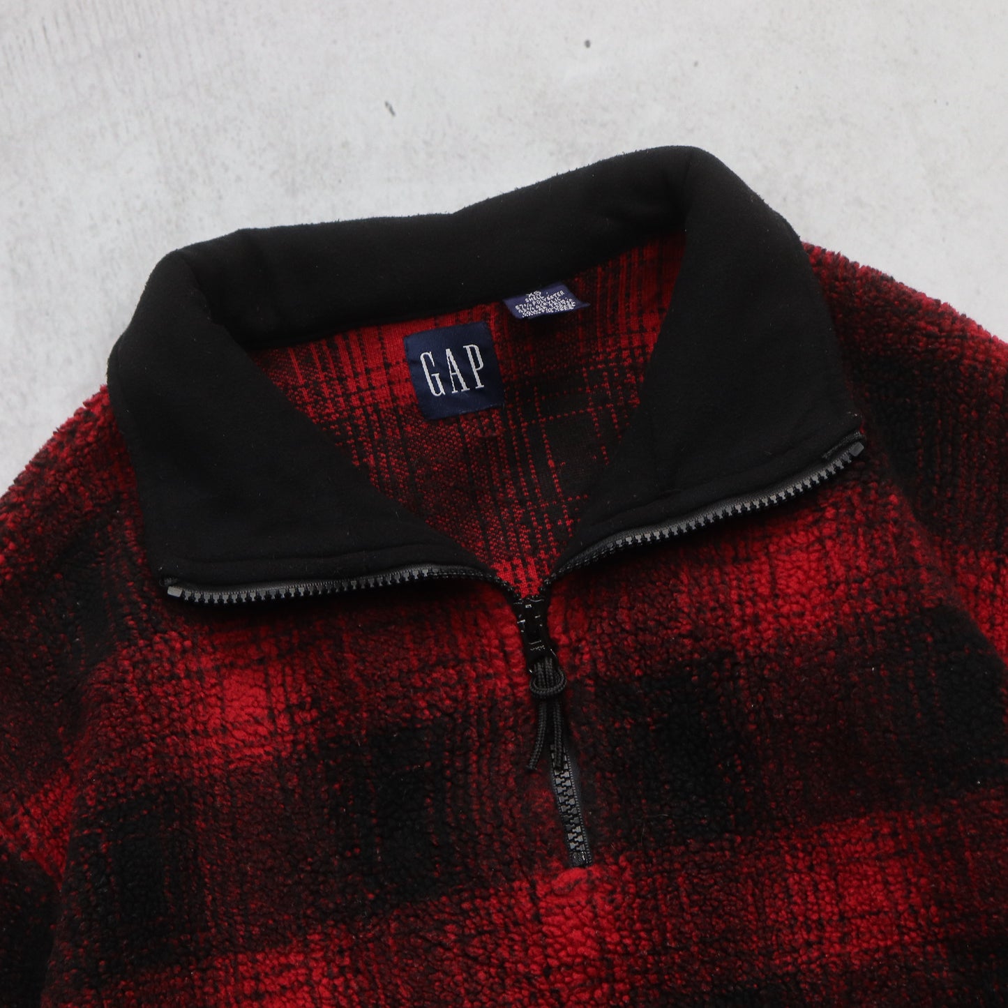 Vintage 90s GAP Plaid Fleece 1/4 Zip Pullover - M