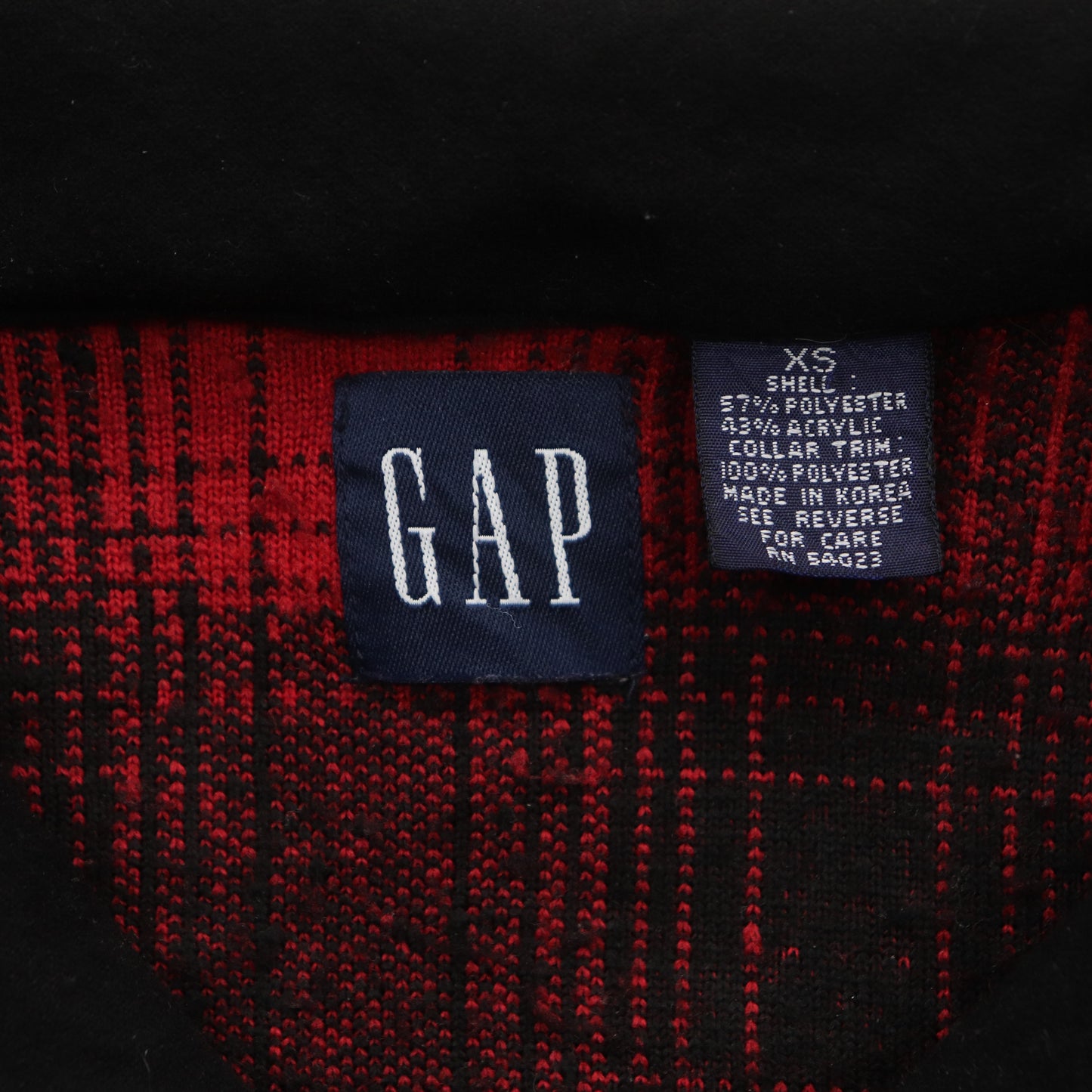 Vintage 90s GAP Plaid Fleece 1/4 Zip Pullover - M