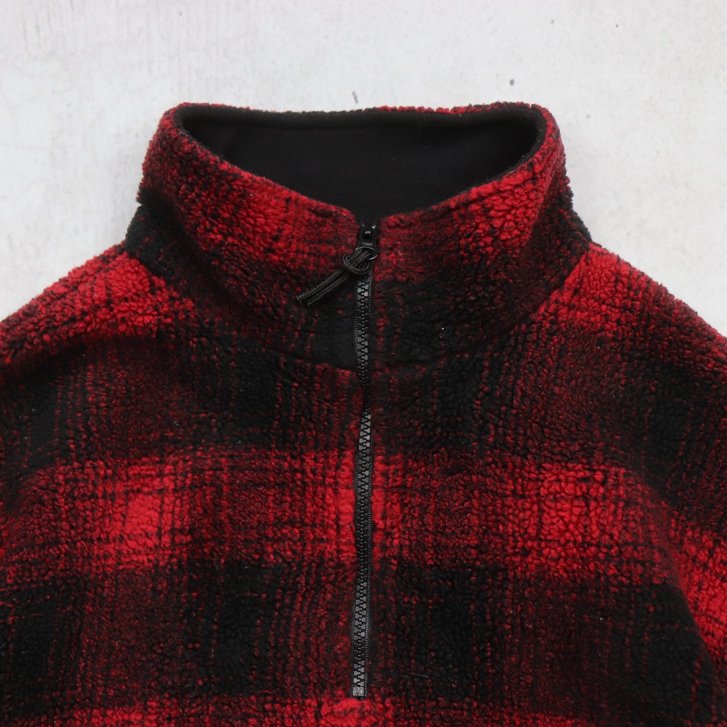 Vintage 90s GAP Plaid Fleece 1/4 Zip Pullover - M