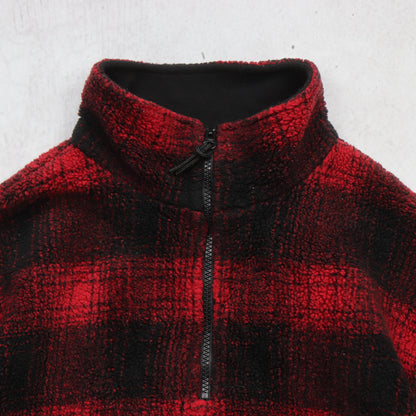 Vintage 90s GAP Plaid Fleece 1/4 Zip Pullover - M