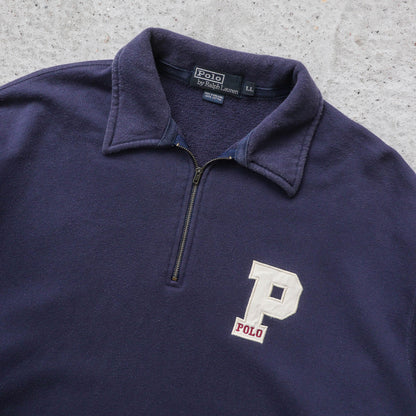 Polo Ralph Lauren P Logo 1/4 Zip Sweatshirt – 90s (L)
