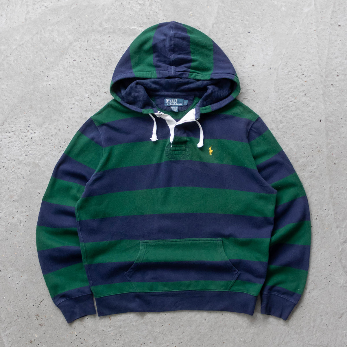 Polo Ralph Lauren Striped Rugby Hoodie - 2000s (L)