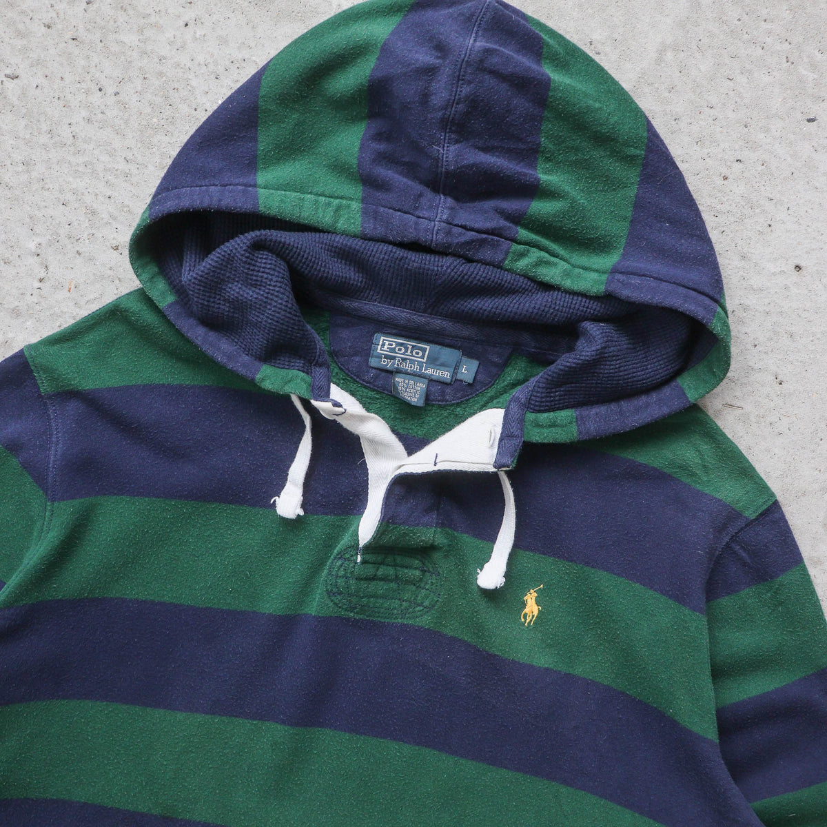 Polo Ralph Lauren Striped Rugby Hoodie - 2000s (L)