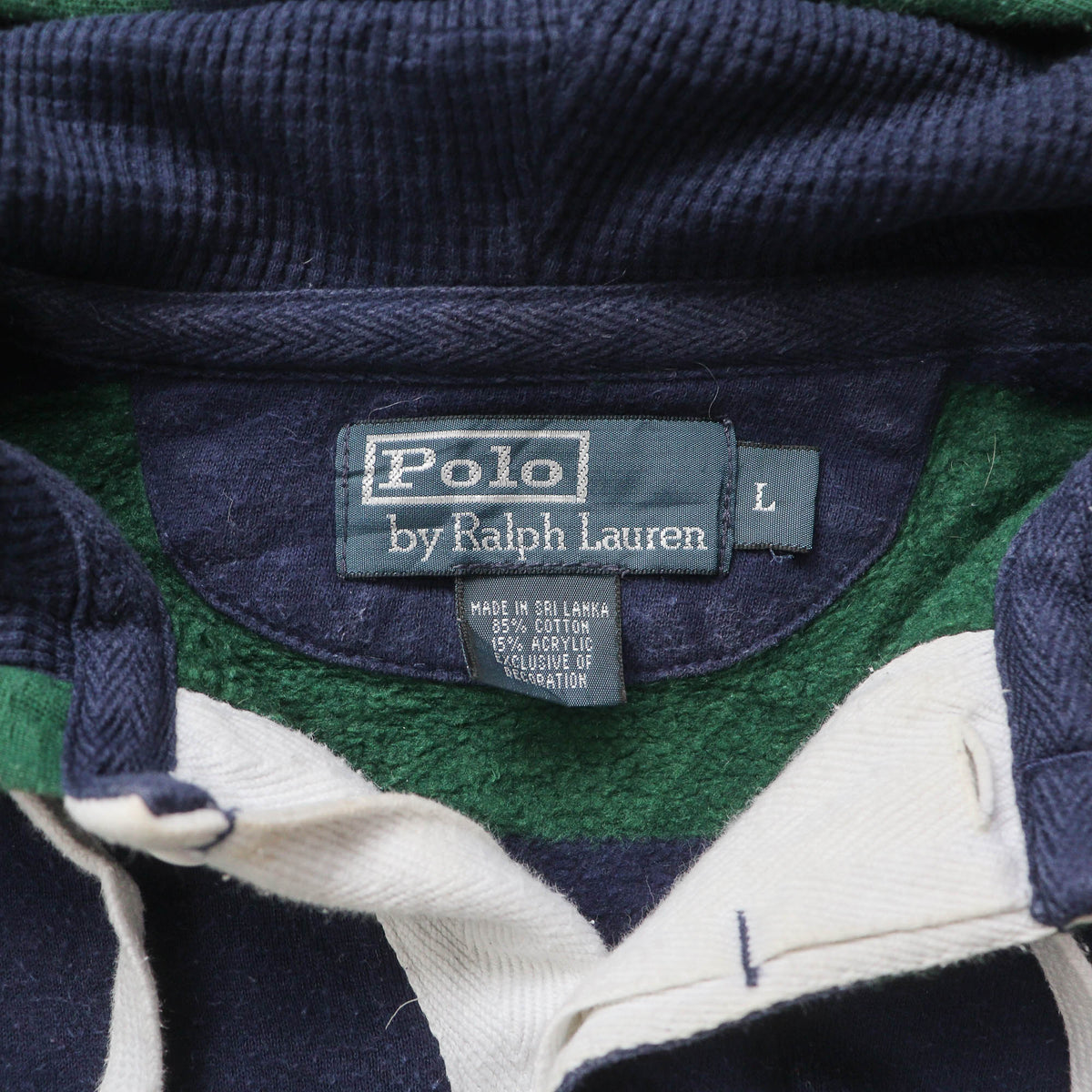 Polo Ralph Lauren Striped Rugby Hoodie - 2000s (L)