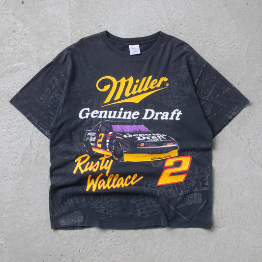 Vintage 90s Miller Genuine Draft Rusty Wallace NASCAR Tee - XL