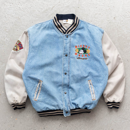 Mickey Mouse Disney Denim Varsity Jacket – 90s (L)