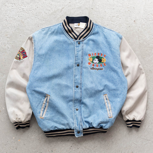 Mickey Mouse Disney Denim Varsity Jacket – 90s (L)