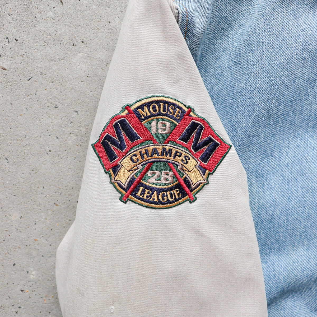 Mickey Mouse Disney Denim Varsity Jacket – 90s (L)