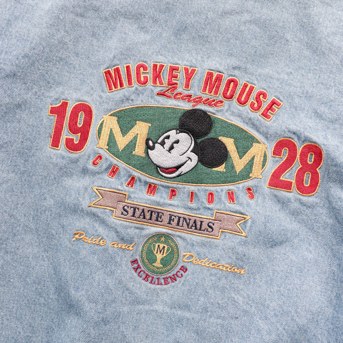 Mickey Mouse Disney Denim Varsity Jacket – 90s (L)