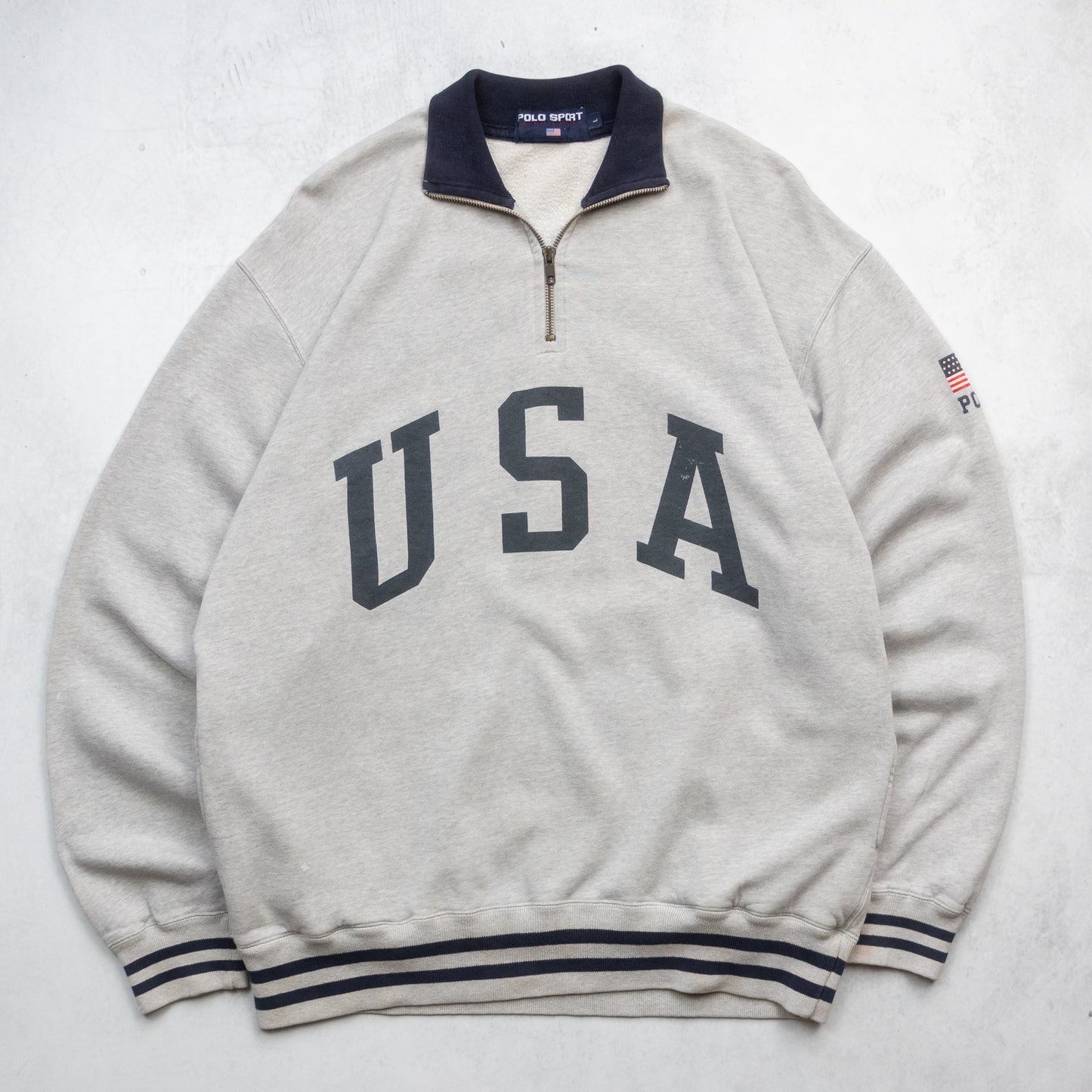 Vintage 90s Polo Sport Ralph Lauren USA 1/4 Zip Sweatshirt - L