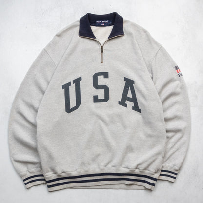 Vintage 90s Polo Sport Ralph Lauren USA 1/4 Zip Sweatshirt - L