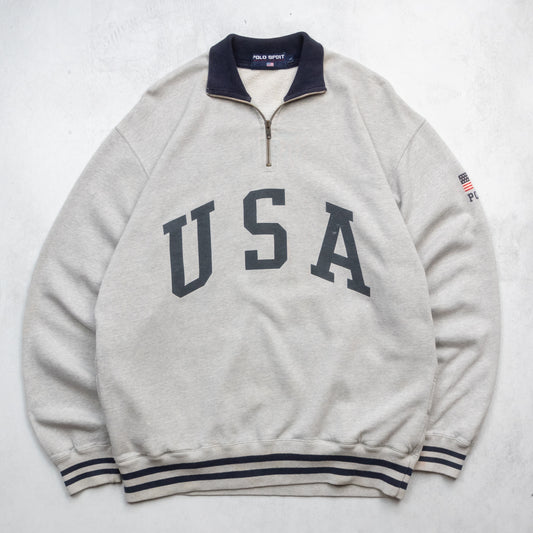 Vintage 90s Polo Sport Ralph Lauren USA 1/4 Zip Sweatshirt - L