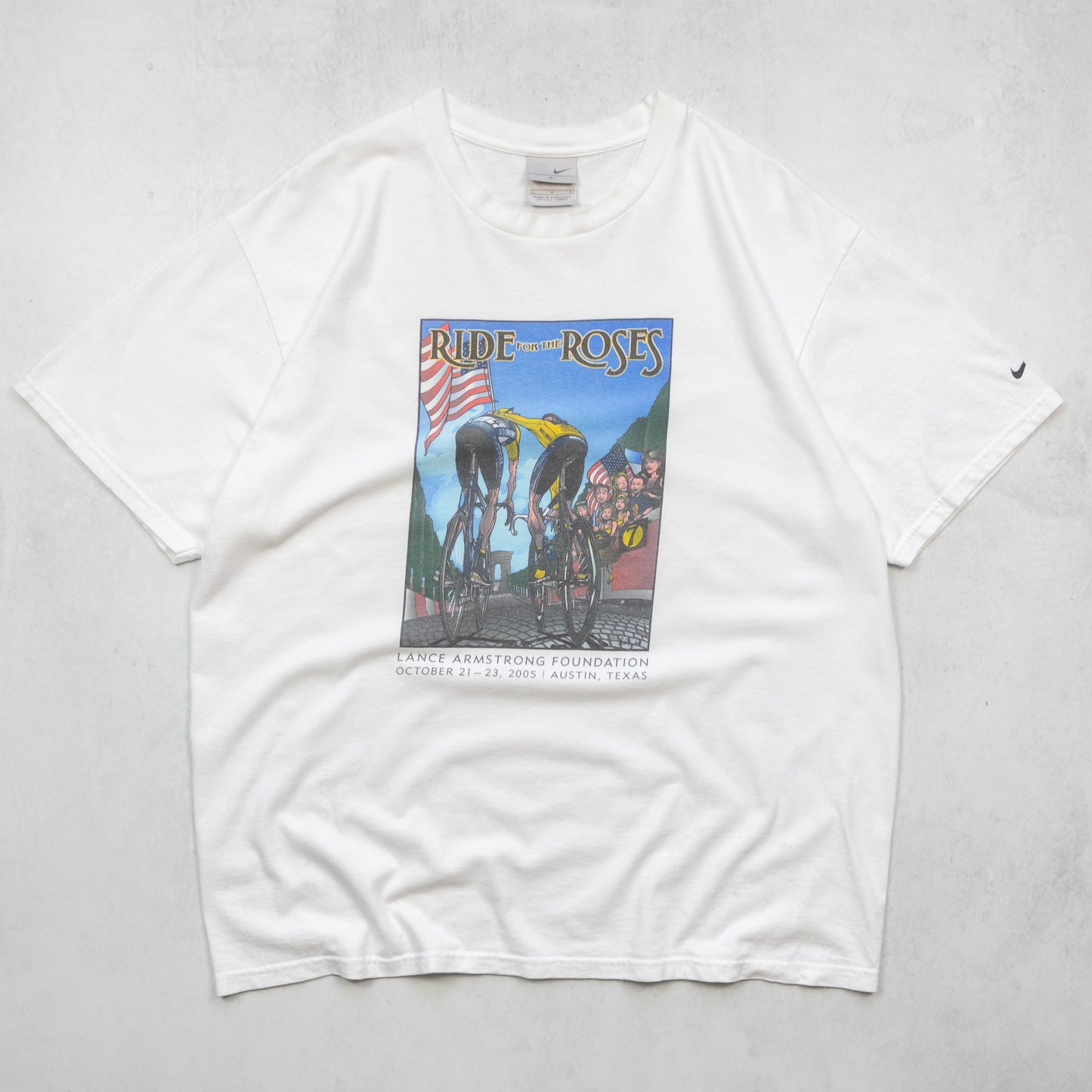 Vintage 2005 Nike Lance Armstrong Ride For The Roses Tee - L