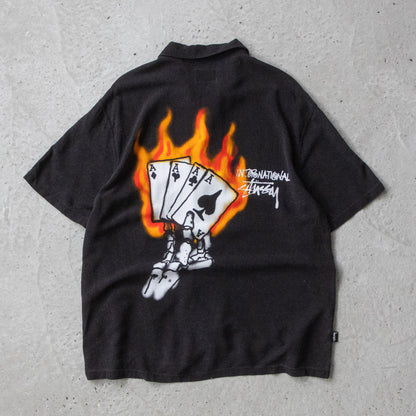 Vintage 2000s Stussy Flames Button Up Shirt - XL - AL Vintage
