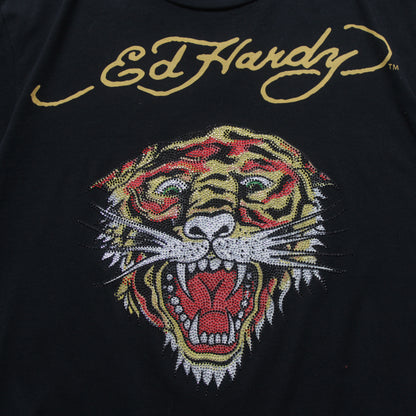 Vintage 2000s Ed Hardy Rhinestone Tiger Tee - L