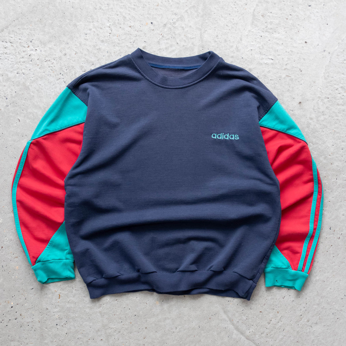 Adidas Colour Block Spellout Sweatshirt – 90s (S)