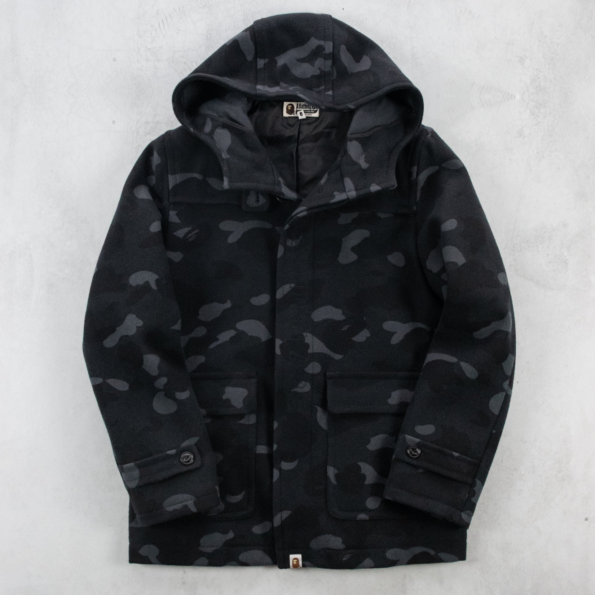A Bathing Ape BAPE Camo Wool Duffle Coat - L