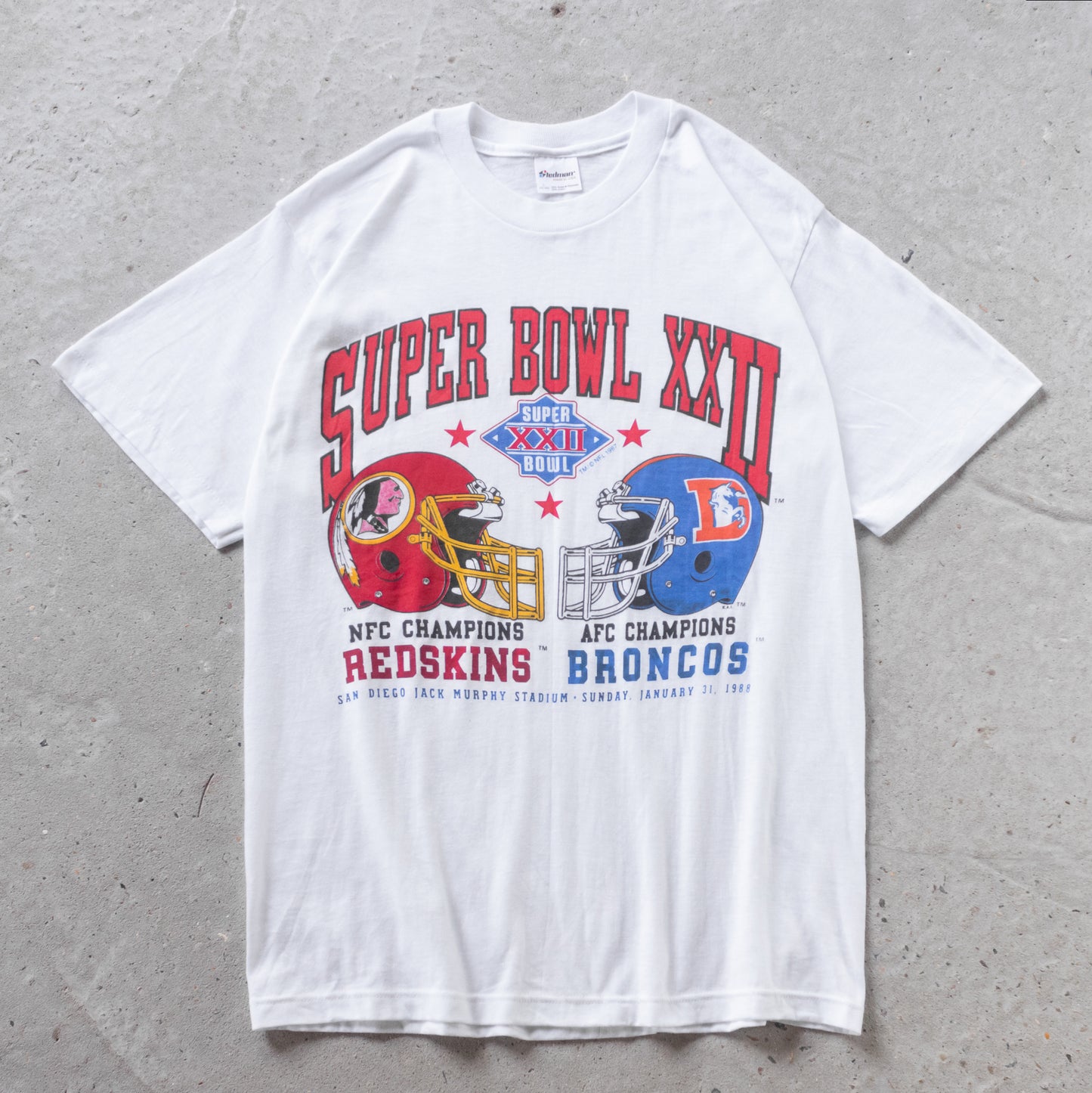 Vintage 1988 Redskins vs Broncos Super Bowl NFL Tee - L