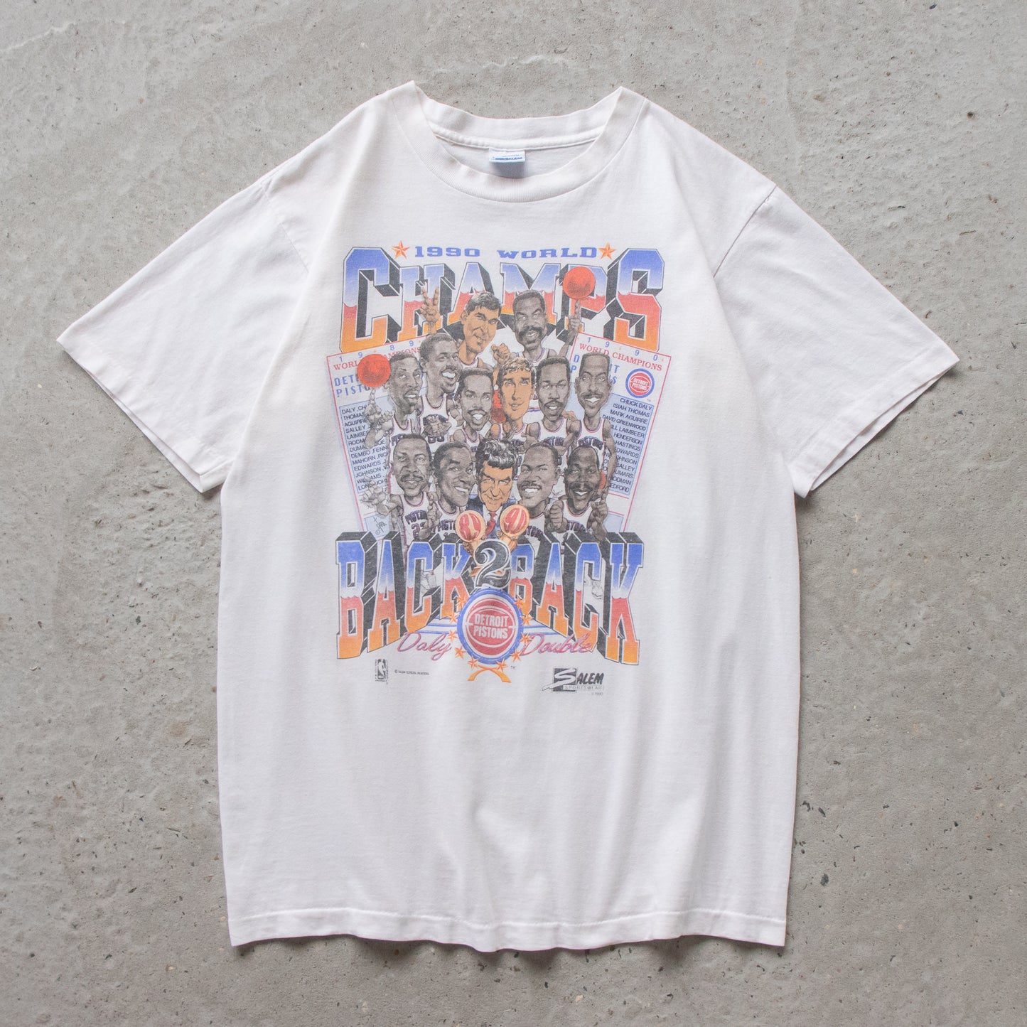 Vintage 1990 Detroit Pistons NBA Champions Tee - L