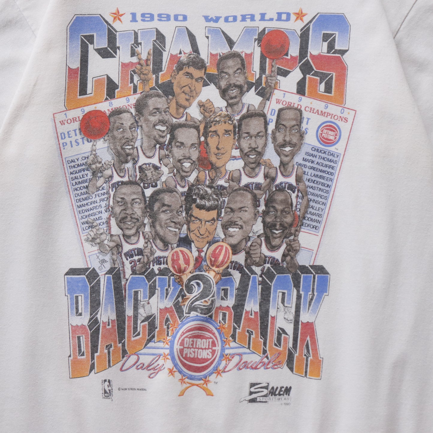 Vintage 1990 Detroit Pistons NBA Champions Tee - L