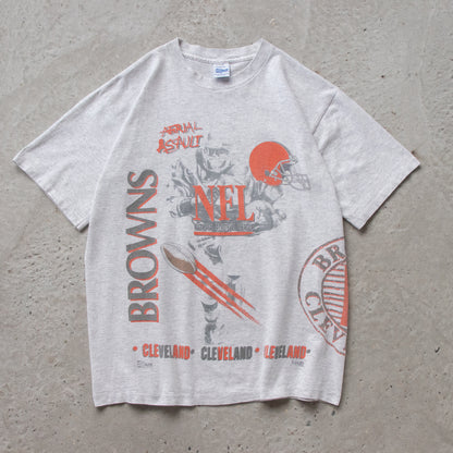 Vintage 1990 Cleveland Browns Aerial Assault NFL Tee - L