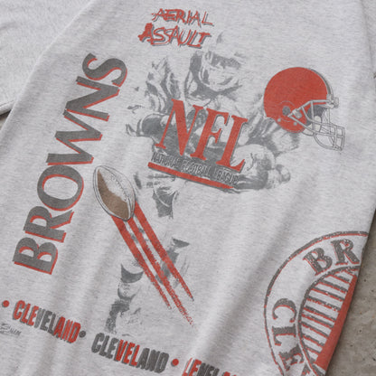 Vintage 1990 Cleveland Browns Aerial Assault NFL Tee - L