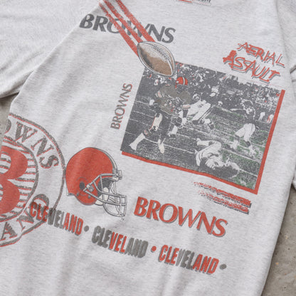 Vintage 1990 Cleveland Browns Aerial Assault NFL Tee - L