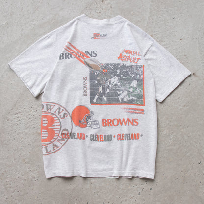 Vintage 1990 Cleveland Browns Aerial Assault NFL Tee - L