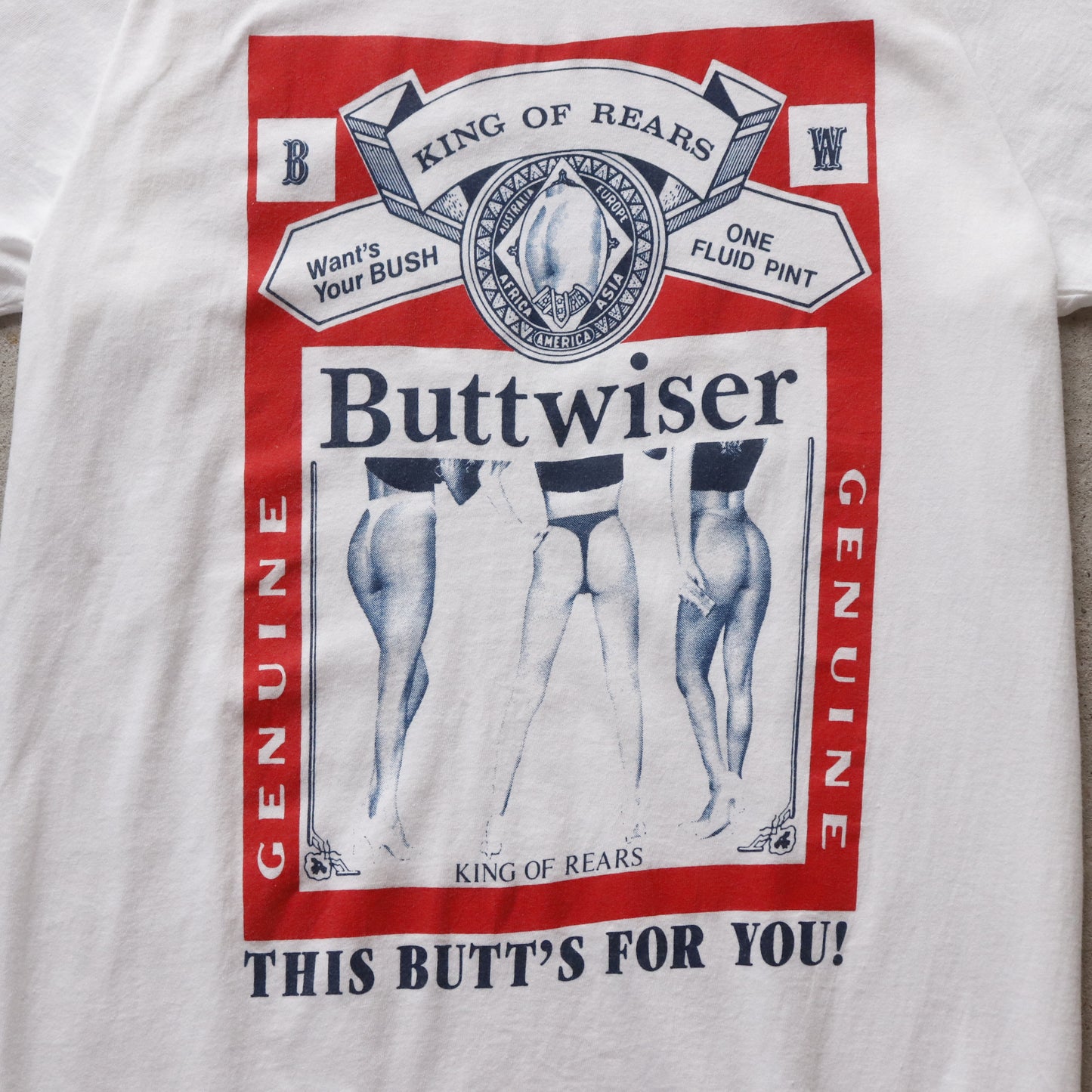 Vintage 80s Buttwiser Budweiser Parody Tee - L