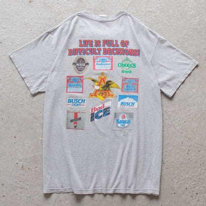 Vintage 1997 Budweiser Life Is Full Of Difficult Decisions Tee - XL