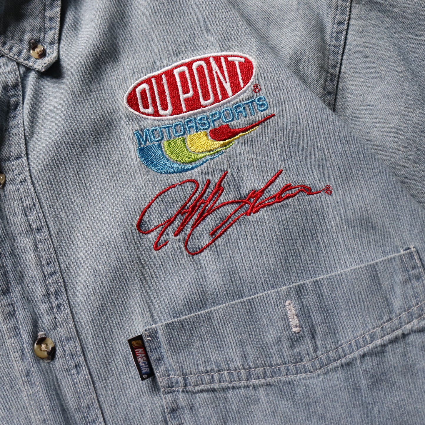 Vintage 90s Jeff Gordon Nascar Denim Button Up Shirt - XL