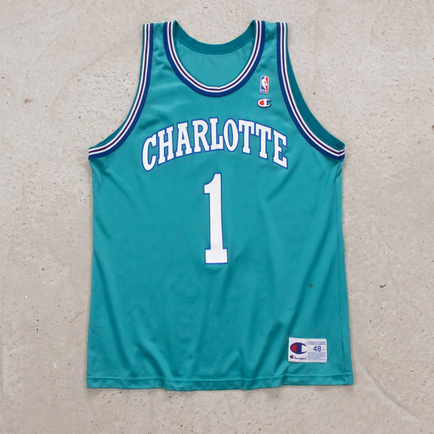 Vintage 90s Charlotte Hornets Muggsy Bogues Champion NBA Jersey - XL