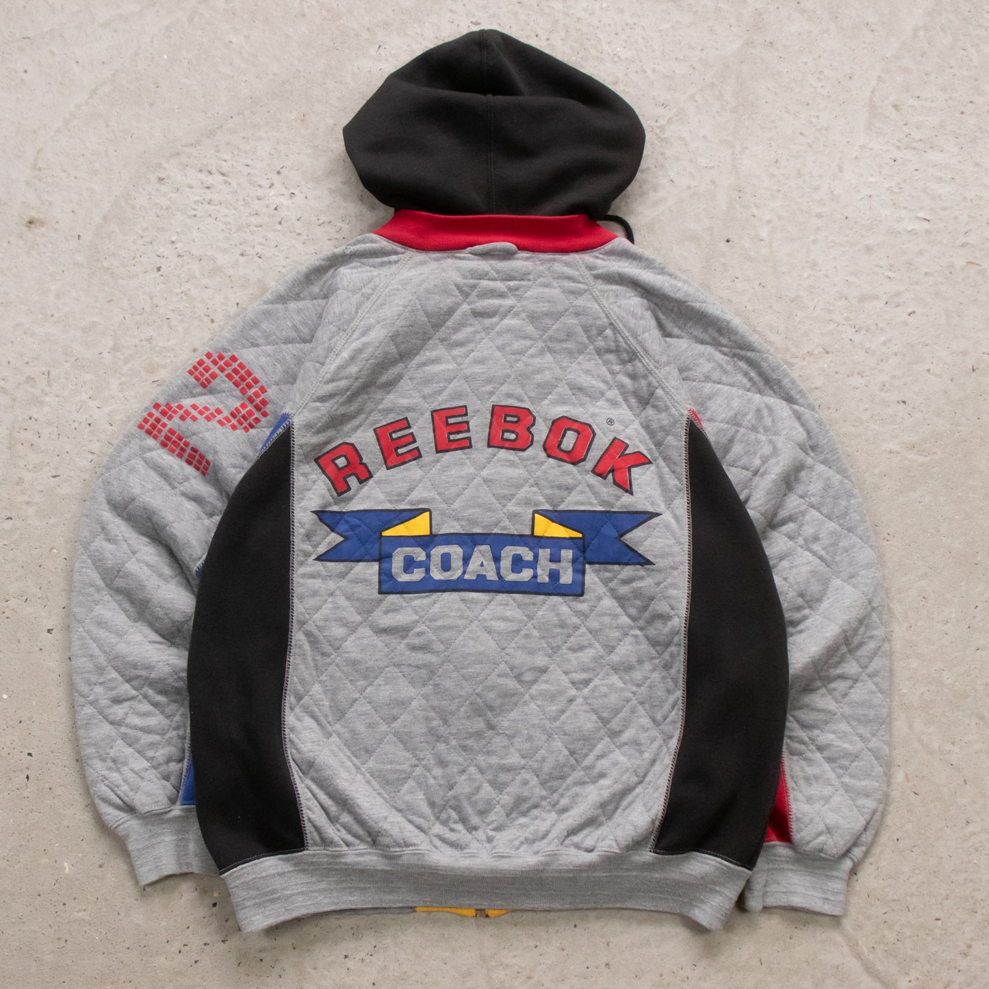 Vintage 90s Reebok Coach Quilted Hoodie - M