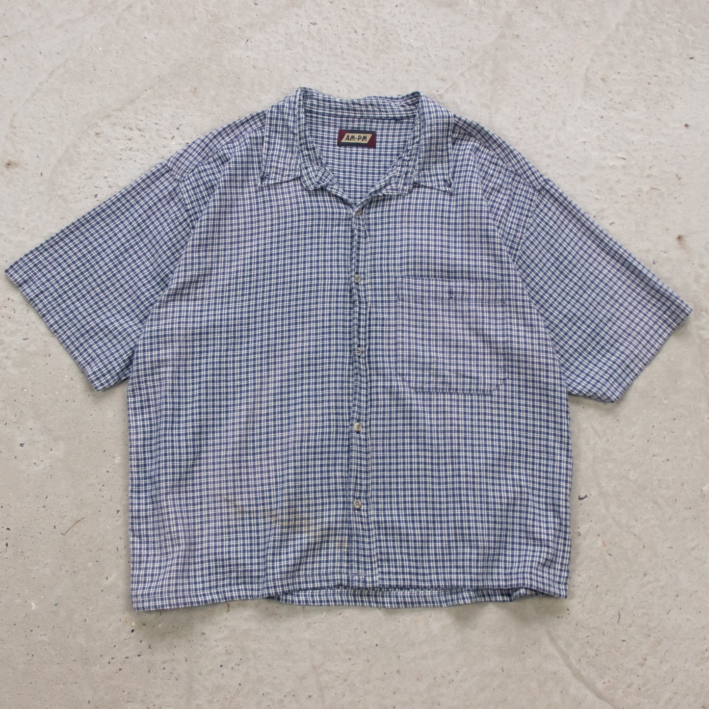 Vintage AMPM Cropped Button Up Shirt - XL