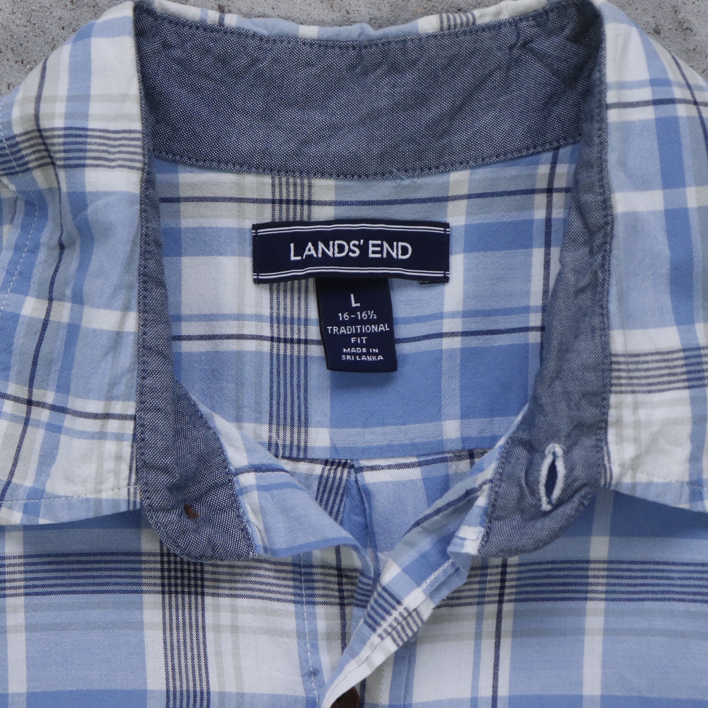 Vintage Lands End Cropped Button Up Shirt - L