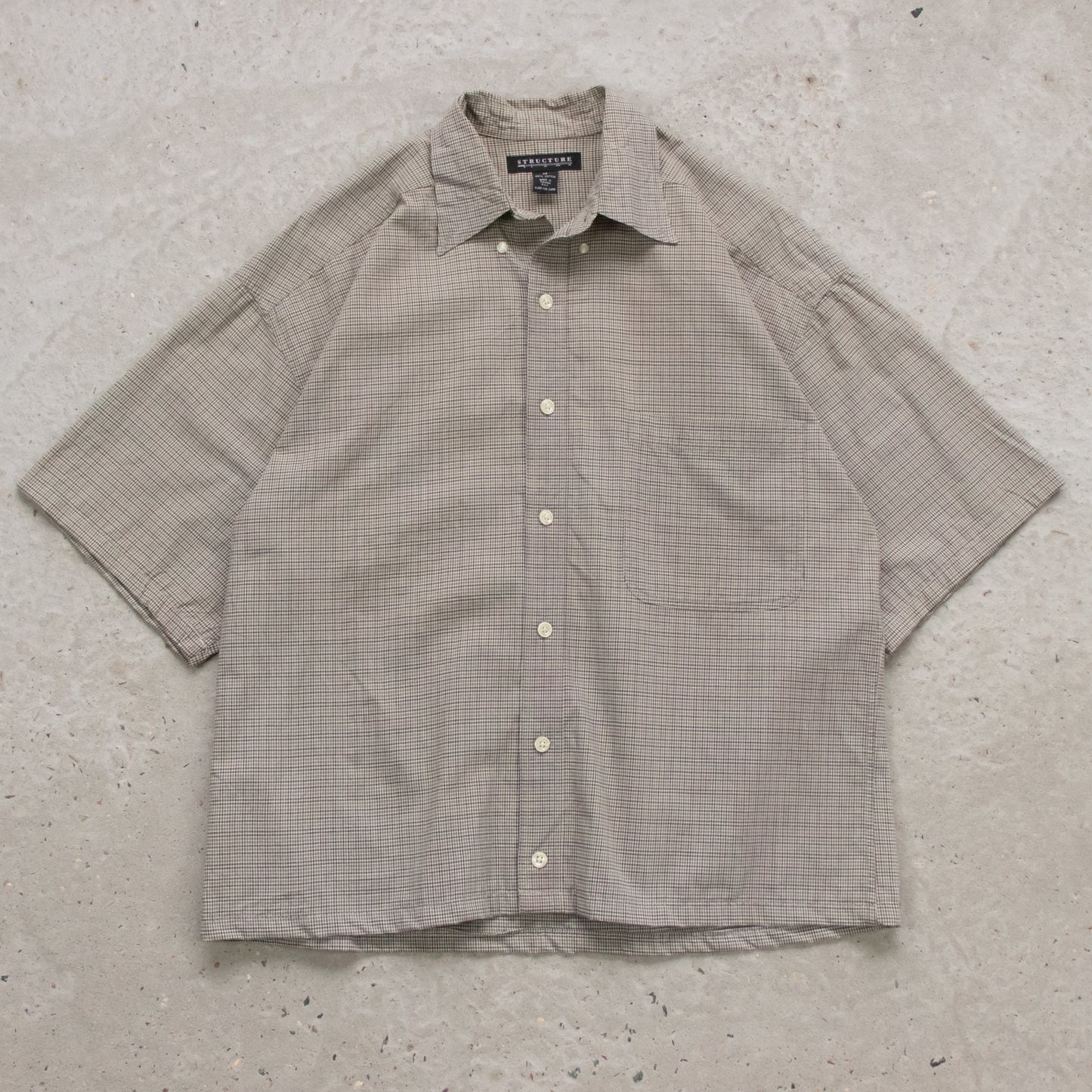 Vintage Structure Cropped Button Up Shirt - M